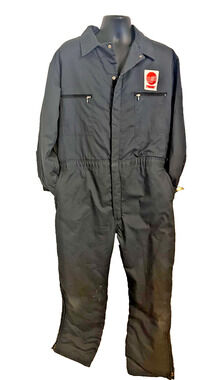 VTG 70s Unitog Insulated Hooded Coveralls Workwear Blizzard Union Ideal Zip XL